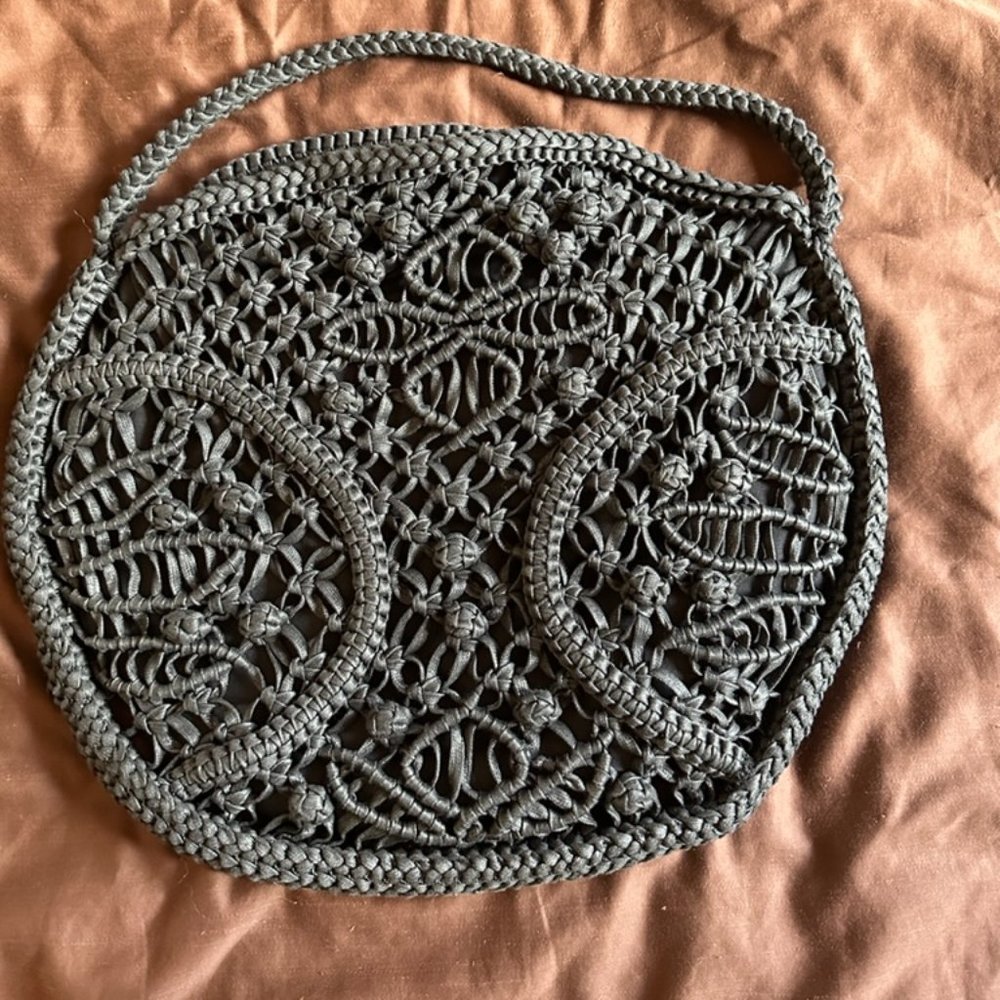 Made On Earth For David & Scotti Black Macramé Bag Purse